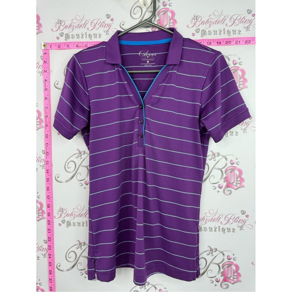 LOVER tshirt stripes Striped Purple Polo with Turquoise Trim